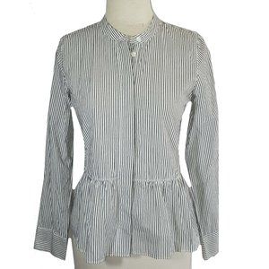 Madewell navy striped peplum button down shirt